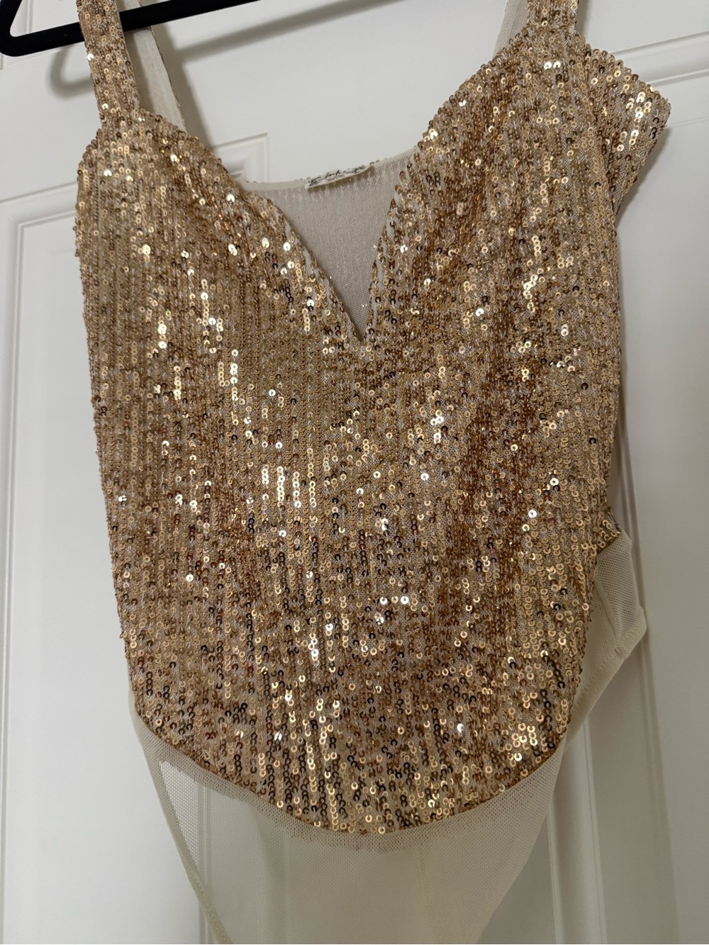 Free People Gold Sequin Bodysuit